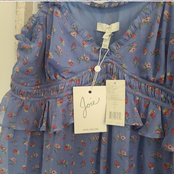 Joie NWT Medium 100% Silk floral ruffle dinesha lightweight top - Picture 6 of 12
